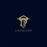 IP initial monogram lawfirm logo with pillar design vector
