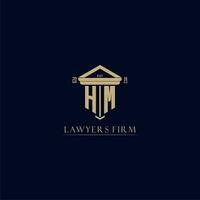hm inicial monograma bufete de abogados logo con pilar diseño vector