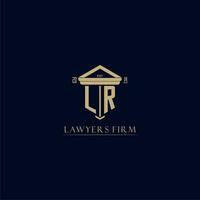 LR initial monogram lawfirm logo with pillar design vector