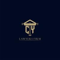CY initial monogram lawfirm logo with pillar design vector