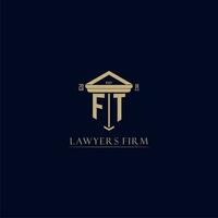 FT initial monogram lawfirm logo with pillar design vector