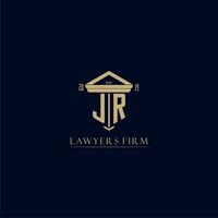 JR initial monogram lawfirm logo with pillar design vector