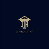 IA initial monogram lawfirm logo with pillar design vector
