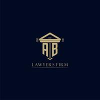 AB initial monogram lawfirm logo with pillar design vector