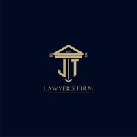 JT initial monogram lawfirm logo with pillar design vector
