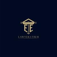EE initial monogram lawfirm logo with pillar design vector
