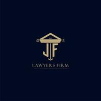 JF initial monogram lawfirm logo with pillar design vector
