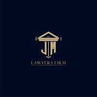 JM initial monogram lawfirm logo with pillar design vector