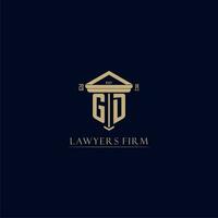 GD initial monogram lawfirm logo with pillar design vector