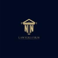 NN initial monogram lawfirm logo with pillar design vector