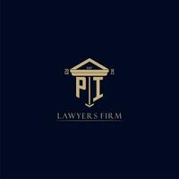 PI initial monogram lawfirm logo with pillar design vector