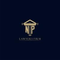 NP initial monogram lawfirm logo with pillar design vector