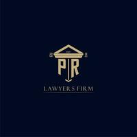 PR initial monogram lawfirm logo with pillar design vector
