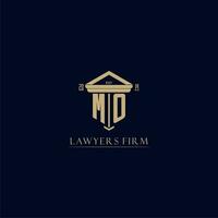 MO initial monogram lawfirm logo with pillar design vector