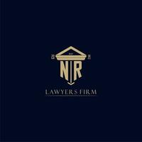 NR initial monogram lawfirm logo with pillar design vector