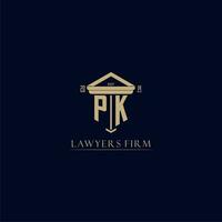 PK initial monogram lawfirm logo with pillar design vector