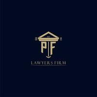 PF initial monogram lawfirm logo with pillar design vector