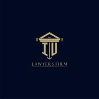 IU initial monogram lawfirm logo with pillar design vector