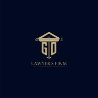 GO initial monogram lawfirm logo with pillar design vector