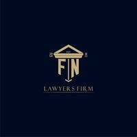 FN initial monogram lawfirm logo with pillar design vector