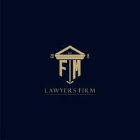 FM initial monogram lawfirm logo with pillar design vector