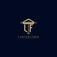 LF initial monogram lawfirm logo with pillar design vector