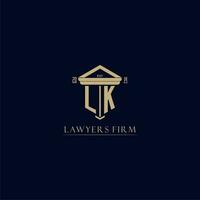 LK initial monogram lawfirm logo with pillar design vector