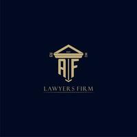 AF initial monogram lawfirm logo with pillar design vector