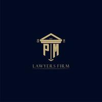 PM initial monogram lawfirm logo with pillar design vector