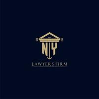 NY initial monogram lawfirm logo with pillar design vector