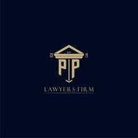 PP initial monogram lawfirm logo with pillar design vector