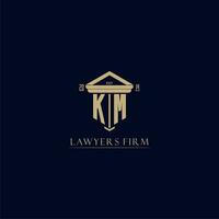 KM initial monogram lawfirm logo with pillar design vector