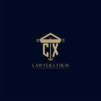CX initial monogram lawfirm logo with pillar design vector