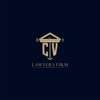 CV inicial monograma bufete de abogados logo con pilar diseño vector