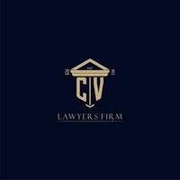 CV initial monogram lawfirm logo with pillar design vector