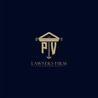 PV initial monogram lawfirm logo with pillar design vector
