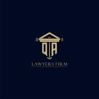 QA initial monogram lawfirm logo with pillar design vector