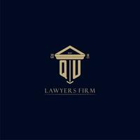 QU initial monogram lawfirm logo with pillar design vector