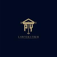 PY initial monogram lawfirm logo with pillar design vector