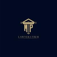 MP initial monogram lawfirm logo with pillar design vector