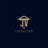 JV initial monogram lawfirm logo with pillar design vector