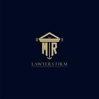 MR initial monogram lawfirm logo with pillar design vector