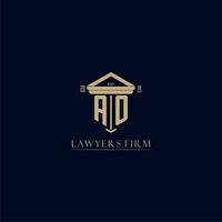 AO initial monogram lawfirm logo with pillar design vector