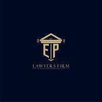 EP initial monogram lawfirm logo with pillar design vector