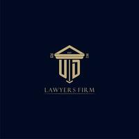 UD initial monogram lawfirm logo with pillar design vector