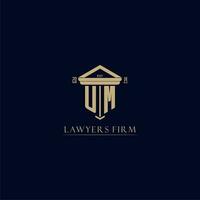 UM initial monogram lawfirm logo with pillar design vector