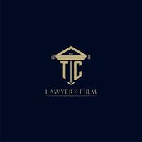 TC initial monogram lawfirm logo with pillar design vector