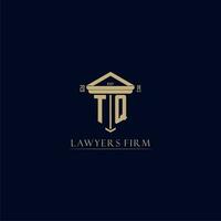 TQ initial monogram lawfirm logo with pillar design vector