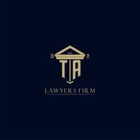 TA initial monogram lawfirm logo with pillar design vector