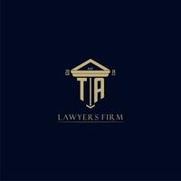 TA initial monogram lawfirm logo with pillar design vector